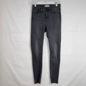Madewell 9” Mid Rise Raw Hem Skinny Black Gray Jeans